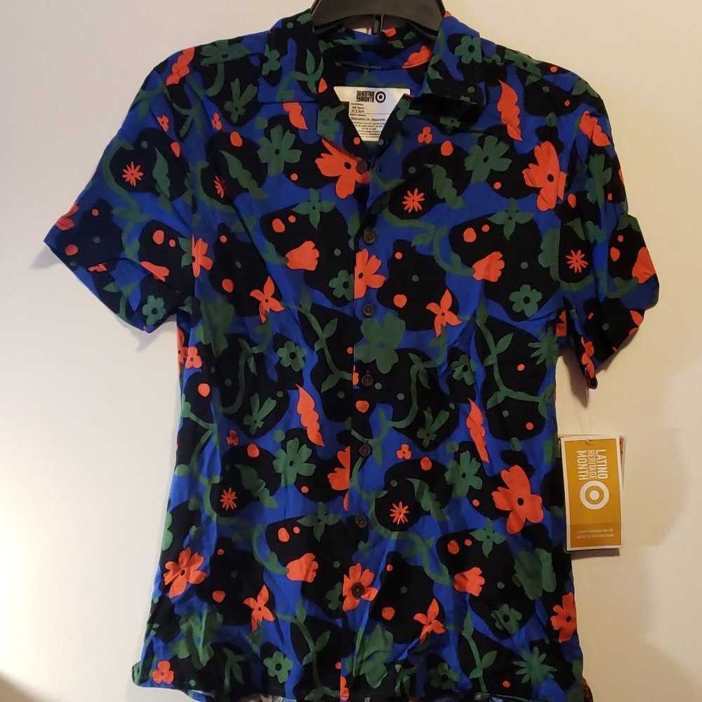 Latino Heritage Month floral button down shirt